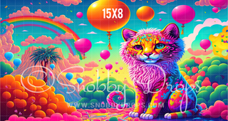 Rainbow Cat Psychedelic Fabric Backdrop-Fabric Photography Backdrop-Snobby Drops Fabric Backdrops for Photography, Exclusive Designs by Tara Mapes Photography, Enchanted Eye Creations by Tara Mapes, photography backgrounds, photography backdrops, fast shipping, US backdrops, cheap photography backdrops