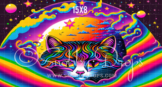 Rainbow Cat Psychedelic Fabric Backdrop-Fabric Photography Backdrop-Snobby Drops Fabric Backdrops for Photography, Exclusive Designs by Tara Mapes Photography, Enchanted Eye Creations by Tara Mapes, photography backgrounds, photography backdrops, fast shipping, US backdrops, cheap photography backdrops