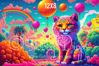 Rainbow Cat Psychedelic Fabric Backdrop-Fabric Photography Backdrop-Snobby Drops Fabric Backdrops for Photography, Exclusive Designs by Tara Mapes Photography, Enchanted Eye Creations by Tara Mapes, photography backgrounds, photography backdrops, fast shipping, US backdrops, cheap photography backdrops