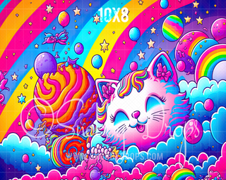 Rainbow Cat Psychedelic Fabric Backdrop-Fabric Photography Backdrop-Snobby Drops Fabric Backdrops for Photography, Exclusive Designs by Tara Mapes Photography, Enchanted Eye Creations by Tara Mapes, photography backgrounds, photography backdrops, fast shipping, US backdrops, cheap photography backdrops