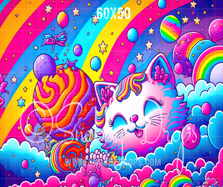 Rainbow Cat Psychedelic Fabric Backdrop-Fabric Photography Backdrop-Snobby Drops Fabric Backdrops for Photography, Exclusive Designs by Tara Mapes Photography, Enchanted Eye Creations by Tara Mapes, photography backgrounds, photography backdrops, fast shipping, US backdrops, cheap photography backdrops