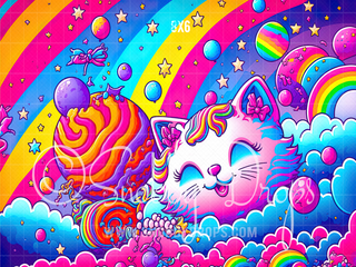 Rainbow Cat Psychedelic Fabric Backdrop-Fabric Photography Backdrop-Snobby Drops Fabric Backdrops for Photography, Exclusive Designs by Tara Mapes Photography, Enchanted Eye Creations by Tara Mapes, photography backgrounds, photography backdrops, fast shipping, US backdrops, cheap photography backdrops