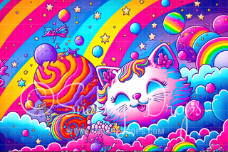 Rainbow Cat Psychedelic Fabric Backdrop-Fabric Photography Backdrop-Snobby Drops Fabric Backdrops for Photography, Exclusive Designs by Tara Mapes Photography, Enchanted Eye Creations by Tara Mapes, photography backgrounds, photography backdrops, fast shipping, US backdrops, cheap photography backdrops