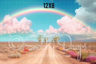 Rainbow Desert Road Fabric Backdrop-Fabric Photography Backdrop-Snobby Drops Fabric Backdrops for Photography, Exclusive Designs by Tara Mapes Photography, Enchanted Eye Creations by Tara Mapes, photography backgrounds, photography backdrops, fast shipping, US backdrops, cheap photography backdrops