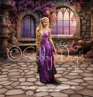 Rapunzel's Room Stone Floor-Fabric Photography Backdrop-Snobby Drops Fabric Backdrops for Photography, Exclusive Designs by Tara Mapes Photography, Enchanted Eye Creations by Tara Mapes, photography backgrounds, photography backdrops, fast shipping, US backdrops, cheap photography backdrops