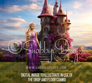 Rapunzel's Tower Fabric Backdrop-Fabric Photography Backdrop-Snobby Drops Fabric Backdrops for Photography, Exclusive Designs by Tara Mapes Photography, Enchanted Eye Creations by Tara Mapes, photography backgrounds, photography backdrops, fast shipping, US backdrops, cheap photography backdrops