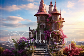 Rapunzel's Tower Fabric-Fabric Photography Backdrop-Snobby Drops Fabric Backdrops for Photography, Exclusive Designs by Tara Mapes Photography, Enchanted Eye Creations by Tara Mapes, photography backgrounds, photography backdrops, fast shipping, US backdrops, cheap photography backdrops