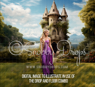 Rapunzel's Tower Fabric Backdrop-Fabric Photography Backdrop-Snobby Drops Fabric Backdrops for Photography, Exclusive Designs by Tara Mapes Photography, Enchanted Eye Creations by Tara Mapes, photography backgrounds, photography backdrops, fast shipping, US backdrops, cheap photography backdrops