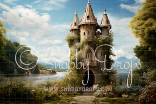 Rapunzel's Tower Fabric Backdrop-Fabric Photography Backdrop-Snobby Drops Fabric Backdrops for Photography, Exclusive Designs by Tara Mapes Photography, Enchanted Eye Creations by Tara Mapes, photography backgrounds, photography backdrops, fast shipping, US backdrops, cheap photography backdrops