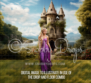 Rapunzel's Tower Grass Rubber Backed Floor-Floor-Snobby Drops Fabric Backdrops for Photography, Exclusive Designs by Tara Mapes Photography, Enchanted Eye Creations by Tara Mapes, photography backgrounds, photography backdrops, fast shipping, US backdrops, cheap photography backdrops