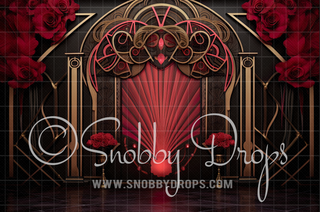 Red and Black Art Deco Valentine Fabric Backdrop-Fabric Photography Backdrop-Snobby Drops Fabric Backdrops for Photography, Exclusive Designs by Tara Mapes Photography, Enchanted Eye Creations by Tara Mapes, photography backgrounds, photography backdrops, fast shipping, US backdrops, cheap photography backdrops