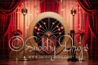 Red and Gold Art Deco Valentine Fabric Backdrop-Fabric Photography Backdrop-Snobby Drops Fabric Backdrops for Photography, Exclusive Designs by Tara Mapes Photography, Enchanted Eye Creations by Tara Mapes, photography backgrounds, photography backdrops, fast shipping, US backdrops, cheap photography backdrops