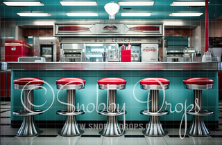 Red and Teal 50s Diner Fabric Backdrop-Fabric Photography Backdrop-Snobby Drops Fabric Backdrops for Photography, Exclusive Designs by Tara Mapes Photography, Enchanted Eye Creations by Tara Mapes, photography backgrounds, photography backdrops, fast shipping, US backdrops, cheap photography backdrops