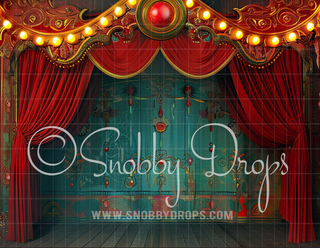 Red and Teal Circus Curtain Fabric Backdrop-Fabric Photography Backdrop-Snobby Drops Fabric Backdrops for Photography, Exclusive Designs by Tara Mapes Photography, Enchanted Eye Creations by Tara Mapes, photography backgrounds, photography backdrops, fast shipping, US backdrops, cheap photography backdrops