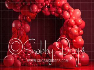 Red Balloon Arch Backdrop-Fabric Photography Backdrop-Snobby Drops Fabric Backdrops for Photography, Exclusive Designs by Tara Mapes Photography, Enchanted Eye Creations by Tara Mapes, photography backgrounds, photography backdrops, fast shipping, US backdrops, cheap photography backdrops