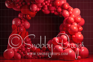 Red Balloon Arch Tot Drop-Fabric Photography Tot Drop-Snobby Drops Fabric Backdrops for Photography, Exclusive Designs by Tara Mapes Photography, Enchanted Eye Creations by Tara Mapes, photography backgrounds, photography backdrops, fast shipping, US backdrops, cheap photography backdrops