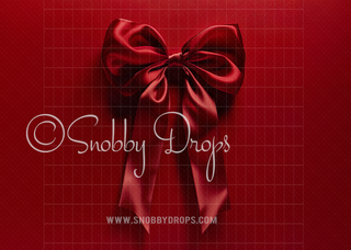 Red Bow and Ribbon Fabric Backdrop-Fabric Photography Backdrop-Snobby Drops Fabric Backdrops for Photography, Exclusive Designs by Tara Mapes Photography, Enchanted Eye Creations by Tara Mapes, photography backgrounds, photography backdrops, fast shipping, US backdrops, cheap photography backdrops