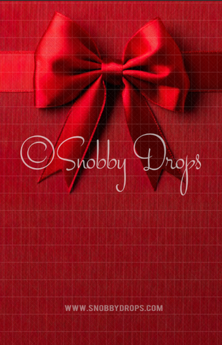 Red Bow and Ribbon Fabric Backdrop Sweep-Fabric Photography Sweep-Snobby Drops Fabric Backdrops for Photography, Exclusive Designs by Tara Mapes Photography, Enchanted Eye Creations by Tara Mapes, photography backgrounds, photography backdrops, fast shipping, US backdrops, cheap photography backdrops