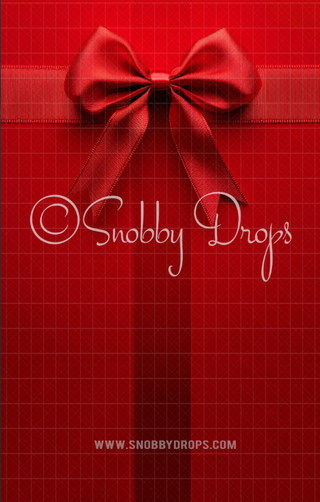 Red Bow and Ribbon Fabric Backdrop Sweep-Fabric Photography Sweep-Snobby Drops Fabric Backdrops for Photography, Exclusive Designs by Tara Mapes Photography, Enchanted Eye Creations by Tara Mapes, photography backgrounds, photography backdrops, fast shipping, US backdrops, cheap photography backdrops