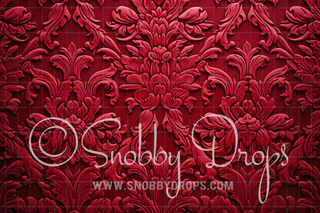 Red Damask Vintage Wallpaper Fabric Backdrop-Fabric Photography Backdrop-Snobby Drops Fabric Backdrops for Photography, Exclusive Designs by Tara Mapes Photography, Enchanted Eye Creations by Tara Mapes, photography backgrounds, photography backdrops, fast shipping, US backdrops, cheap photography backdrops