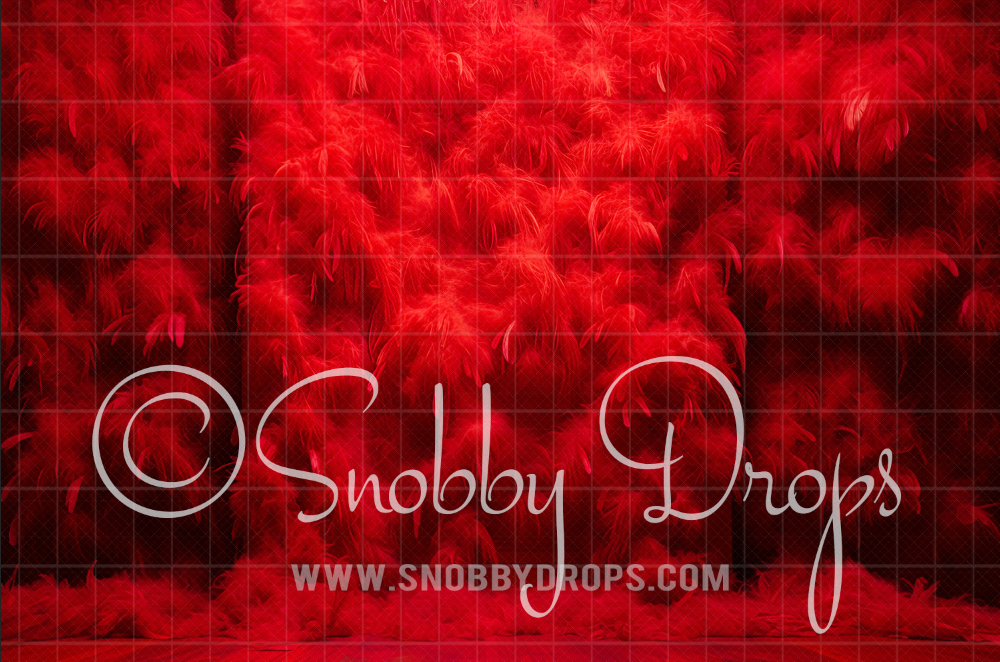 Snobby Red Feather Room Valentine Boudoir Fabric Backdrop by Snobby Drops