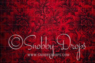 Red Floral Vintage Wallpaper Fine Art Floral Fabric Backdrop-Fabric Photography Backdrop-Snobby Drops Fabric Backdrops for Photography, Exclusive Designs by Tara Mapes Photography, Enchanted Eye Creations by Tara Mapes, photography backgrounds, photography backdrops, fast shipping, US backdrops, cheap photography backdrops