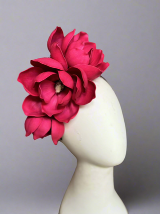 Red Magnolia FlowerFall Headpiece-Accessories-Snobby Drops Fabric Backdrops for Photography, Exclusive Designs by Tara Mapes Photography, Enchanted Eye Creations by Tara Mapes, photography backgrounds, photography backdrops, fast shipping, US backdrops, cheap photography backdrops