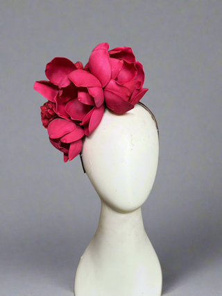 Red Magnolia FlowerFall Headpiece-Accessories-Snobby Drops Fabric Backdrops for Photography, Exclusive Designs by Tara Mapes Photography, Enchanted Eye Creations by Tara Mapes, photography backgrounds, photography backdrops, fast shipping, US backdrops, cheap photography backdrops