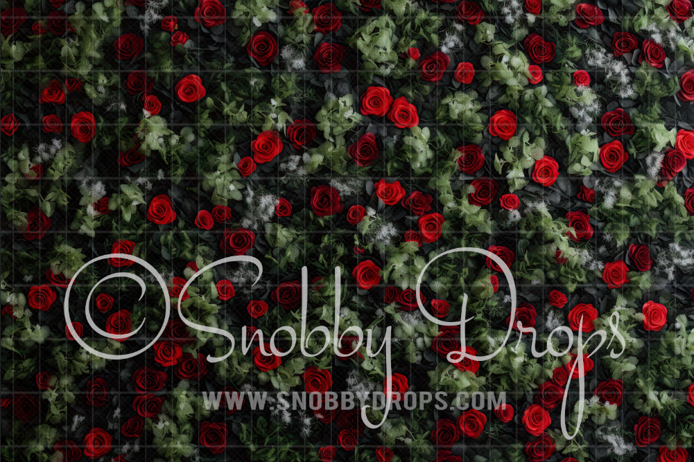 Red Roses Wall Fabric Backdrop by Snobby Drops