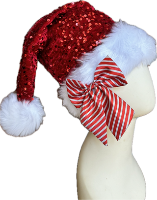 Red Sequin Christmas Santa Hat-Accessories-Snobby Drops Fabric Backdrops for Photography, Exclusive Designs by Tara Mapes Photography, Enchanted Eye Creations by Tara Mapes, photography backgrounds, photography backdrops, fast shipping, US backdrops, cheap photography backdrops