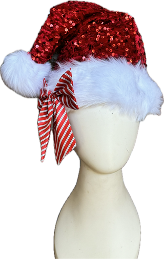 Red Sequin Christmas Santa Hat-Accessories-Snobby Drops Fabric Backdrops for Photography, Exclusive Designs by Tara Mapes Photography, Enchanted Eye Creations by Tara Mapes, photography backgrounds, photography backdrops, fast shipping, US backdrops, cheap photography backdrops