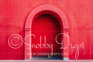 Red Stucco Arch Fabric Backdrop-Fabric Photography Backdrop-Snobby Drops Fabric Backdrops for Photography, Exclusive Designs by Tara Mapes Photography, Enchanted Eye Creations by Tara Mapes, photography backgrounds, photography backdrops, fast shipping, US backdrops, cheap photography backdrops