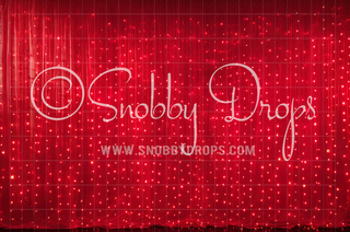 Red Twinkle Curtain Lights Dance Backdrop-Fabric Photography Backdrop-Snobby Drops Fabric Backdrops for Photography, Exclusive Designs by Tara Mapes Photography, Enchanted Eye Creations by Tara Mapes, photography backgrounds, photography backdrops, fast shipping, US backdrops, cheap photography backdrops