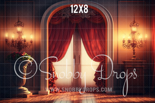 Red Victorian Room Fabric Backdrop-Fabric Photography Backdrop-Snobby Drops Fabric Backdrops for Photography, Exclusive Designs by Tara Mapes Photography, Enchanted Eye Creations by Tara Mapes, photography backgrounds, photography backdrops, fast shipping, US backdrops, cheap photography backdrops