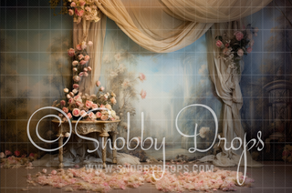 Renaissance Flower Room Fabric Backdrop-Fabric Photography Backdrop-Snobby Drops Fabric Backdrops for Photography, Exclusive Designs by Tara Mapes Photography, Enchanted Eye Creations by Tara Mapes, photography backgrounds, photography backdrops, fast shipping, US backdrops, cheap photography backdrops