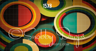 Retro Abstract Circles 70s Themed Fabric Backdrop-Fabric Photography Backdrop-Snobby Drops Fabric Backdrops for Photography, Exclusive Designs by Tara Mapes Photography, Enchanted Eye Creations by Tara Mapes, photography backgrounds, photography backdrops, fast shipping, US backdrops, cheap photography backdrops