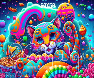 Retro Rainbow Cat Psychedelic Fabric Backdrop-Fabric Photography Backdrop-Snobby Drops Fabric Backdrops for Photography, Exclusive Designs by Tara Mapes Photography, Enchanted Eye Creations by Tara Mapes, photography backgrounds, photography backdrops, fast shipping, US backdrops, cheap photography backdrops