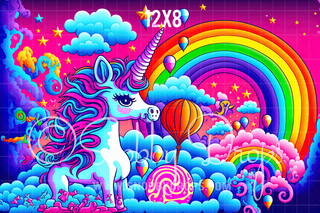 Retro Rainbow Unicorn Psychedelic Fabric Backdrop-Fabric Photography Backdrop-Snobby Drops Fabric Backdrops for Photography, Exclusive Designs by Tara Mapes Photography, Enchanted Eye Creations by Tara Mapes, photography backgrounds, photography backdrops, fast shipping, US backdrops, cheap photography backdrops