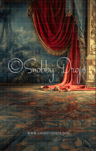 Rich Victorian Red Curtain Room Fabric Backdrop Sweep-Fabric Photography Sweep-Snobby Drops Fabric Backdrops for Photography, Exclusive Designs by Tara Mapes Photography, Enchanted Eye Creations by Tara Mapes, photography backgrounds, photography backdrops, fast shipping, US backdrops, cheap photography backdrops