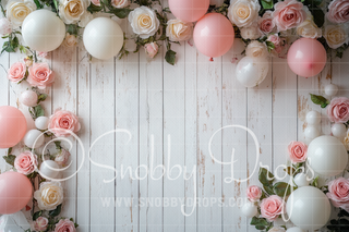 Roses and Balloons Fabric Backdrop-Fabric Photography Backdrop-Snobby Drops Fabric Backdrops for Photography, Exclusive Designs by Tara Mapes Photography, Enchanted Eye Creations by Tara Mapes, photography backgrounds, photography backdrops, fast shipping, US backdrops, cheap photography backdrops