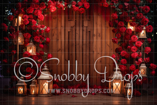 Roses and Wood Arch Valentine Fabric Backdrop-Fabric Photography Backdrop-Snobby Drops Fabric Backdrops for Photography, Exclusive Designs by Tara Mapes Photography, Enchanted Eye Creations by Tara Mapes, photography backgrounds, photography backdrops, fast shipping, US backdrops, cheap photography backdrops