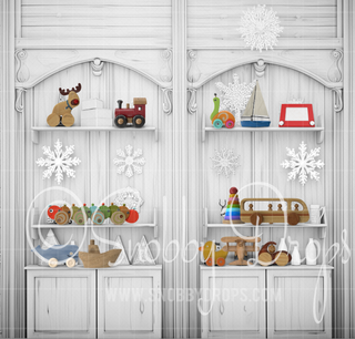 Elf Workshop 3 Piece Room Set-Photography Backdrop 3P Room Set-Snobby Drops Fabric Backdrops for Photography, Exclusive Designs by Tara Mapes Photography, Enchanted Eye Creations by Tara Mapes, photography backgrounds, photography backdrops, fast shipping, US backdrops, cheap photography backdrops