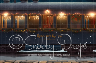 RUDOLPH'S RAILWAY TRAIN STATION PLATFORM 2-Piece Fabric Room Set-Photography Backdrop 2P Room Set-Snobby Drops Fabric Backdrops for Photography, Exclusive Designs by Tara Mapes Photography, Enchanted Eye Creations by Tara Mapes, photography backgrounds, photography backdrops, fast shipping, US backdrops, cheap photography backdrops