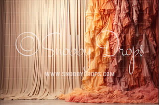 Ruffled Sherbet Curtains Dance Backdrop-Fabric Photography Backdrop-Snobby Drops Fabric Backdrops for Photography, Exclusive Designs by Tara Mapes Photography, Enchanted Eye Creations by Tara Mapes, photography backgrounds, photography backdrops, fast shipping, US backdrops, cheap photography backdrops