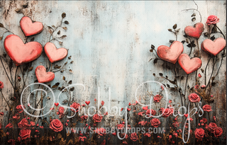 Rusted Hearts Fine Art Valentine Fabric Backdrop-Fabric Photography Backdrop-Snobby Drops Fabric Backdrops for Photography, Exclusive Designs by Tara Mapes Photography, Enchanted Eye Creations by Tara Mapes, photography backgrounds, photography backdrops, fast shipping, US backdrops, cheap photography backdrops