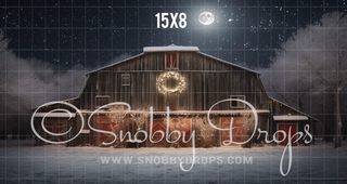 Rustic Christmas Barn Fabric Backdrop-Fabric Photography Backdrop-Snobby Drops Fabric Backdrops for Photography, Exclusive Designs by Tara Mapes Photography, Enchanted Eye Creations by Tara Mapes, photography backgrounds, photography backdrops, fast shipping, US backdrops, cheap photography backdrops