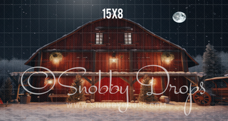 Rustic Christmas Barn Fabric Backdrop-Fabric Photography Backdrop-Snobby Drops Fabric Backdrops for Photography, Exclusive Designs by Tara Mapes Photography, Enchanted Eye Creations by Tara Mapes, photography backgrounds, photography backdrops, fast shipping, US backdrops, cheap photography backdrops