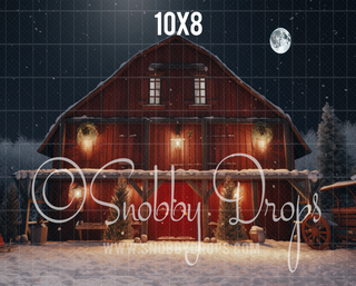 Rustic Christmas Barn Fabric Backdrop-Fabric Photography Backdrop-Snobby Drops Fabric Backdrops for Photography, Exclusive Designs by Tara Mapes Photography, Enchanted Eye Creations by Tara Mapes, photography backgrounds, photography backdrops, fast shipping, US backdrops, cheap photography backdrops