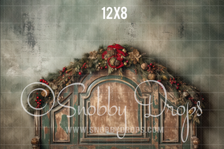 Rustic Christmas Bed Headboard Fabric Backdrop-Fabric Photography Backdrop-Snobby Drops Fabric Backdrops for Photography, Exclusive Designs by Tara Mapes Photography, Enchanted Eye Creations by Tara Mapes, photography backgrounds, photography backdrops, fast shipping, US backdrops, cheap photography backdrops