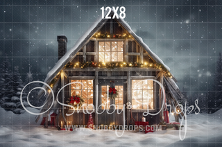 Rustic Christmas Cabin Fabric Backdrop-Fabric Photography Backdrop-Snobby Drops Fabric Backdrops for Photography, Exclusive Designs by Tara Mapes Photography, Enchanted Eye Creations by Tara Mapes, photography backgrounds, photography backdrops, fast shipping, US backdrops, cheap photography backdrops